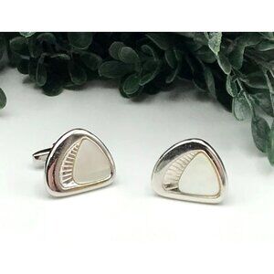 Vintage Foster Silver-Tone & Mother-Of-Pearl Cufflinks